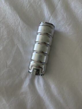Givenchy Silver Metallic Ribbed Lipstick Case
